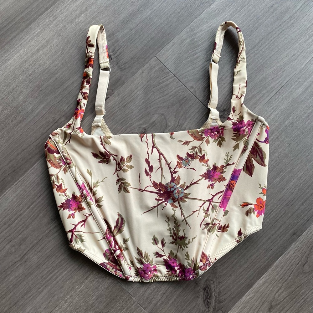 Urban Outfitters Cream Velvet Strapless Top
